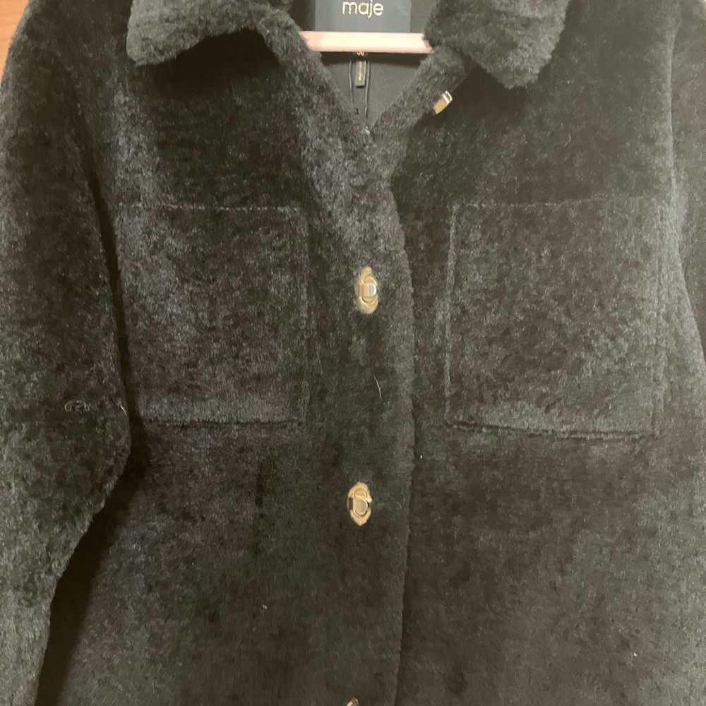 Maje Black Faux Fur Jacket